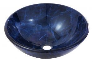 Picture of   97027 Round blue marble tempered glass basin