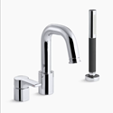 Picture of K-10873-4-CP SINGULIER®  DECK-MOUNT BATH FILLER WITH HANDSHOWER