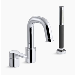 Picture of K-10873-4-CP SINGULIER®  DECK-MOUNT BATH FILLER WITH HANDSHOWER
